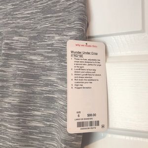 Lululemon 🍋 NEW with tags Wunder Under Crop II 6